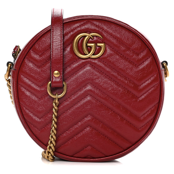 NEW GUCCI RED ROUND LEATHER CROSSBODY BAG PURSE - Picture 1 of 15